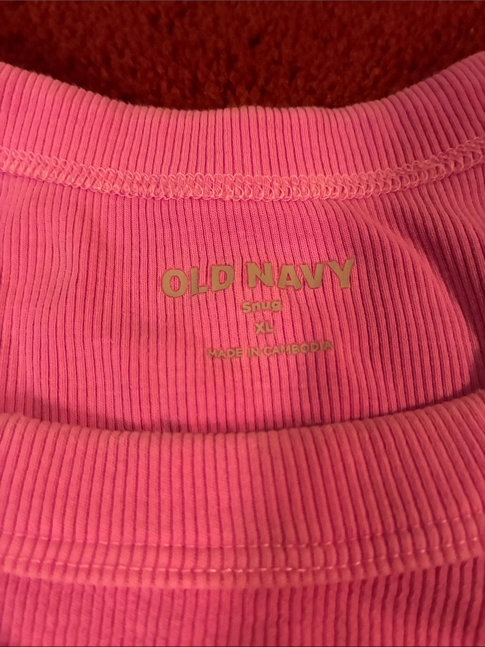 Old Navy Bright Pink Ribbed Short Sleeve Tee